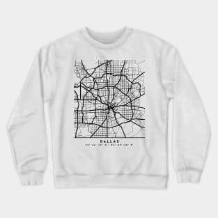 DALLAS TEXAS BLACK CITY STREET MAP ART Crewneck Sweatshirt